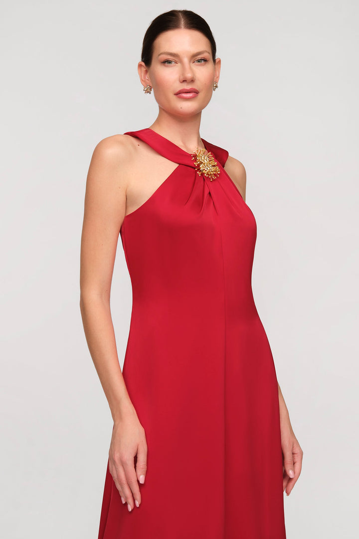 Maci Satin Halter Gown from KADOU Boutique