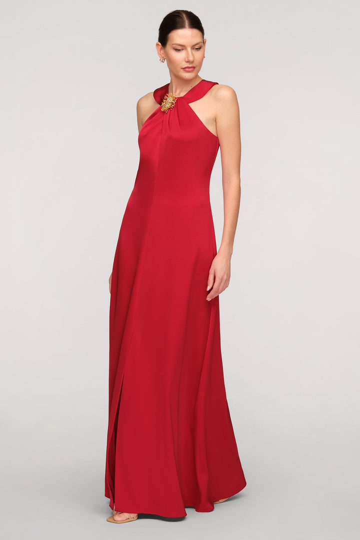 Maci Satin Halter Gown