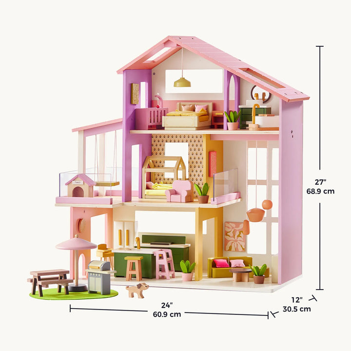 Tiny Land® Sweetwood Edge Dollhouse - Green &amp; Pink