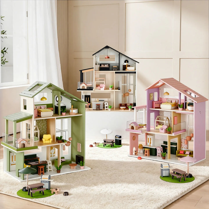 Tiny Land® Sweetwood Edge Dollhouse - Green &amp; Pink