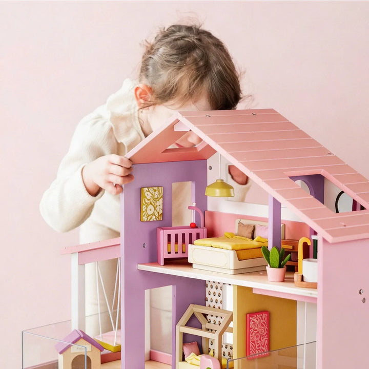 Tiny Land® Sweetwood Edge Dollhouse - Green &amp; Pink
