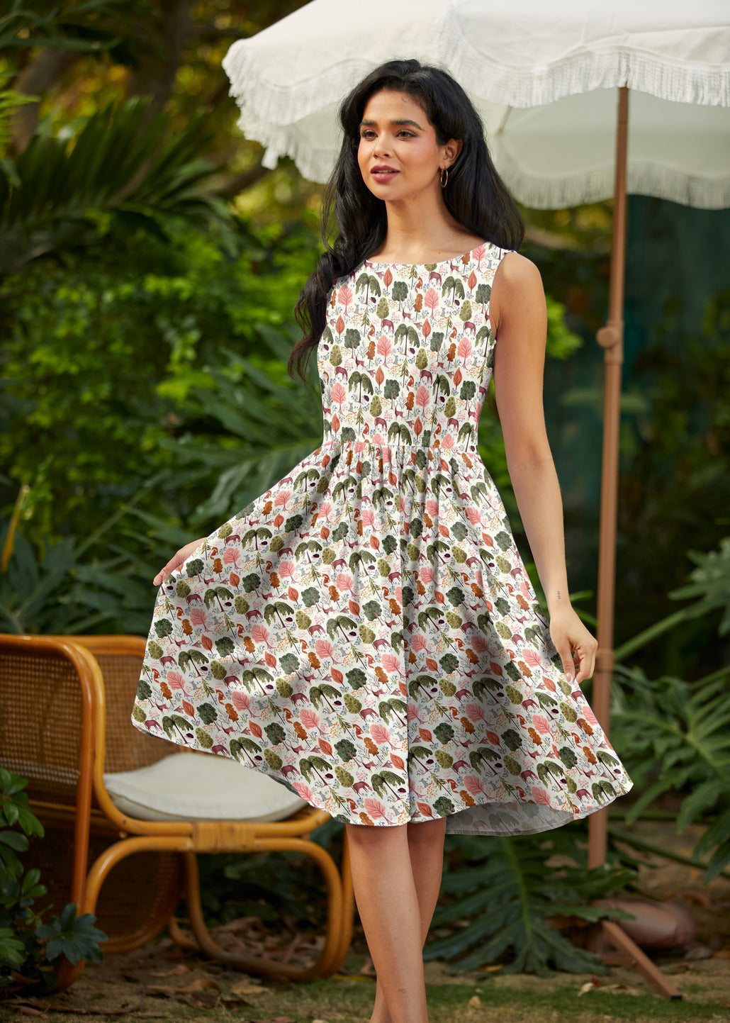 Woodland Vintage Dress in Cream from KADOU Boutique
