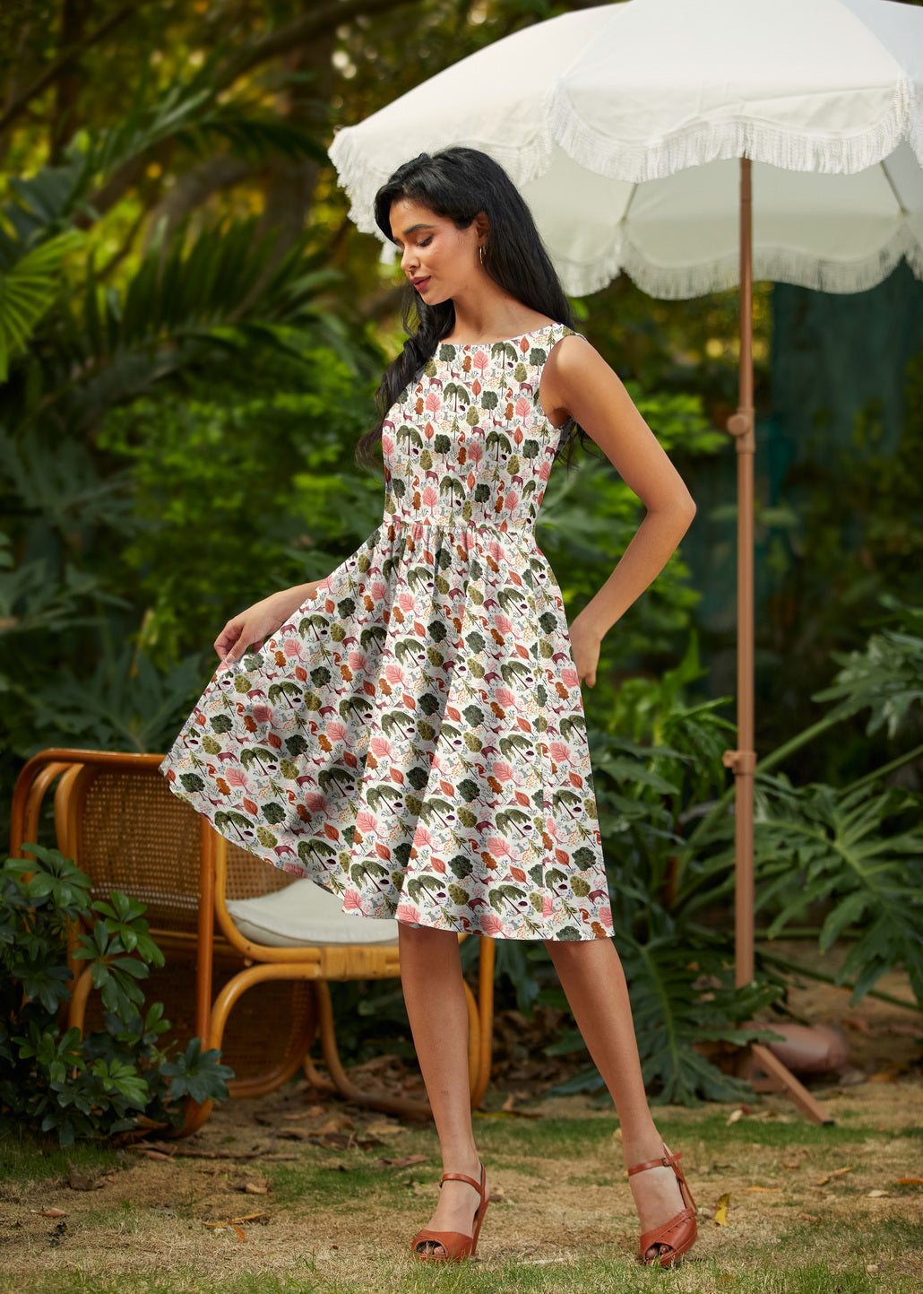 Woodland Vintage Dress in Cream from KADOU Boutique
