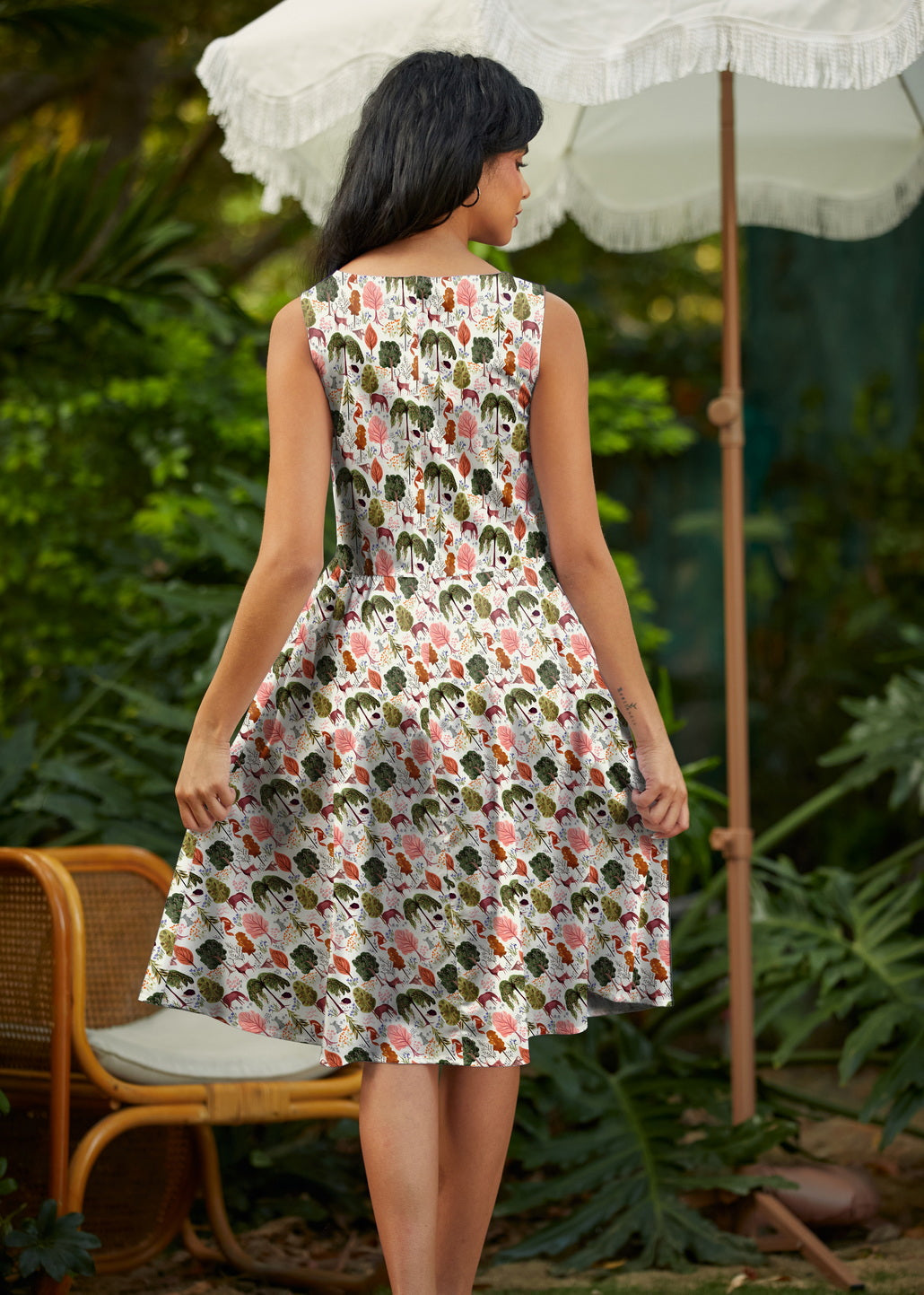 Woodland Vintage Dress in Cream from KADOU Boutique