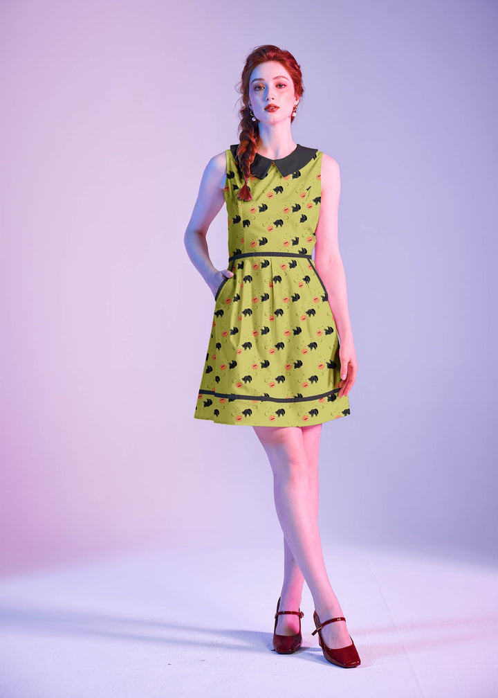 Black Cat Collared Dress from KADOU Boutique