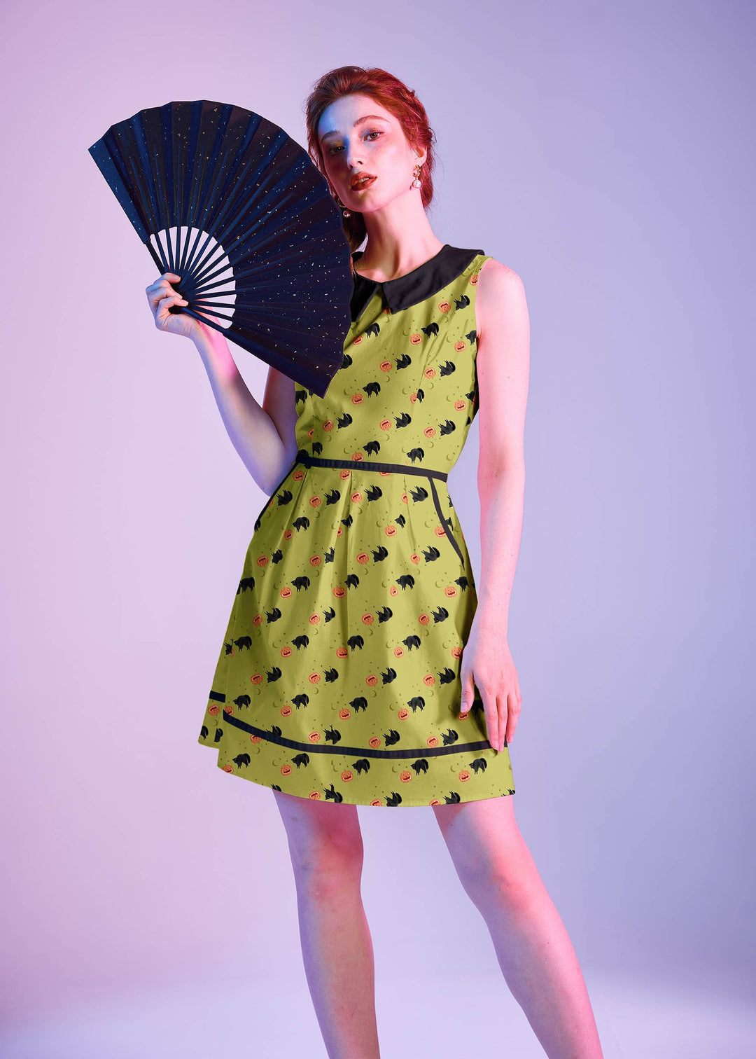 Black Cat Collared Dress from KADOU Boutique