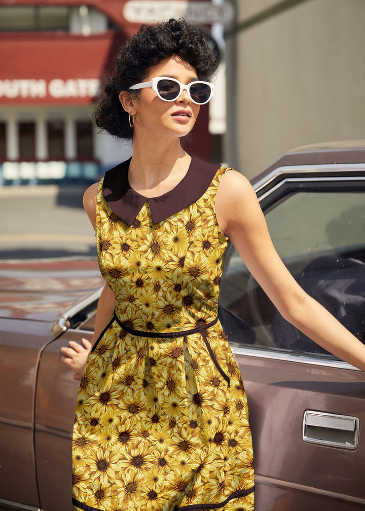 Sunflower Collared Dress from KADOU Boutique