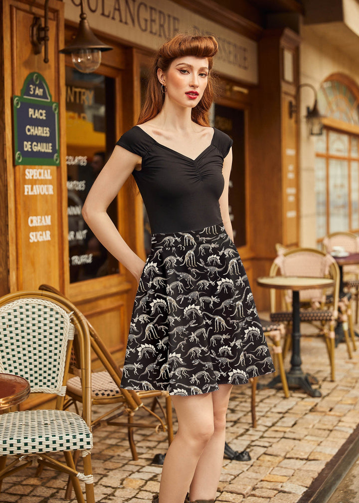 Dino Bones Skater Skirt from KADOU Boutique