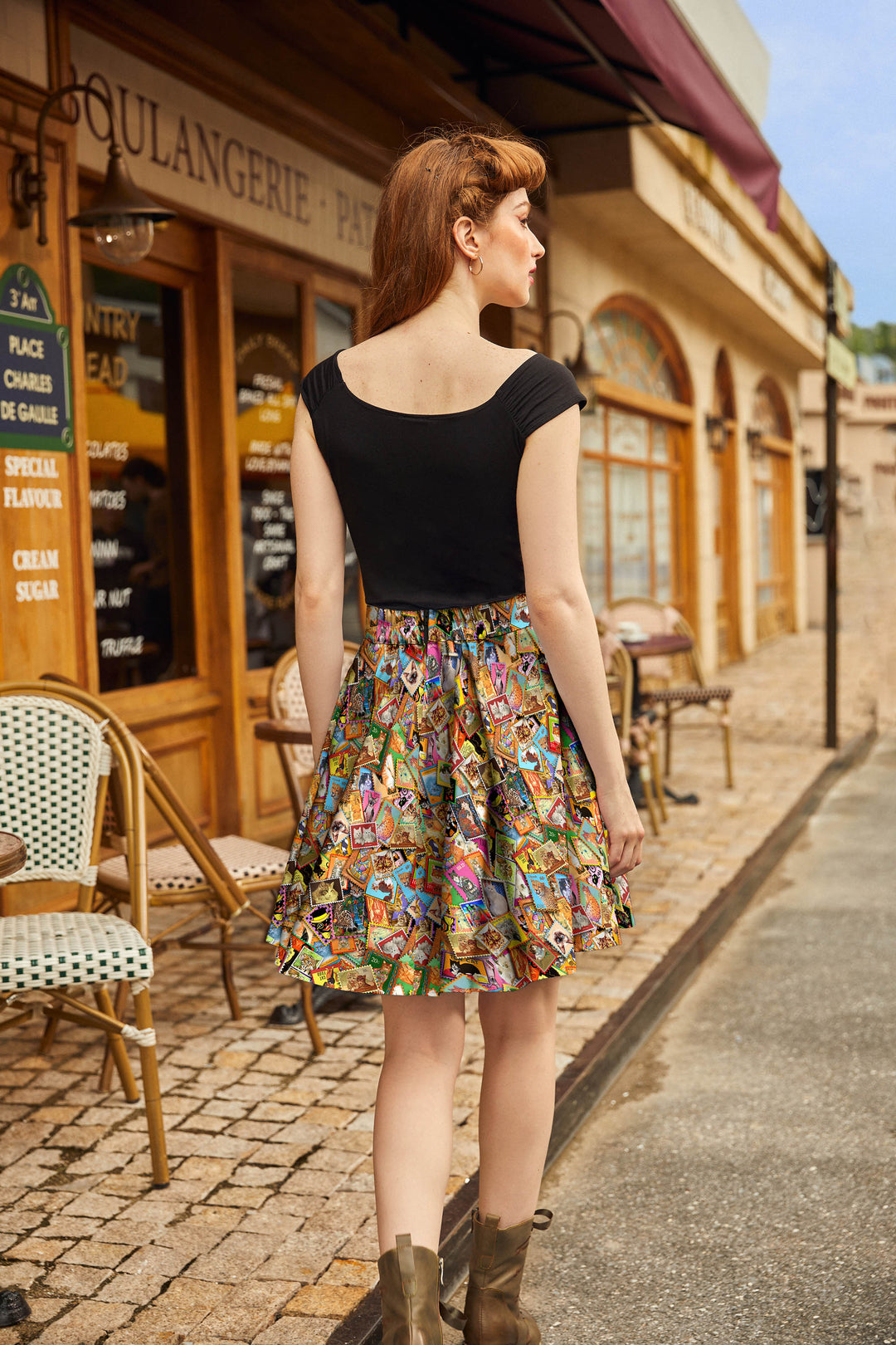 Cat Stamps Skater Skirt