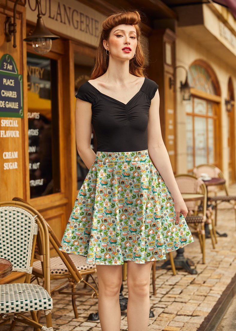 Cats & Plants Skater Skirt from KADOU Boutique