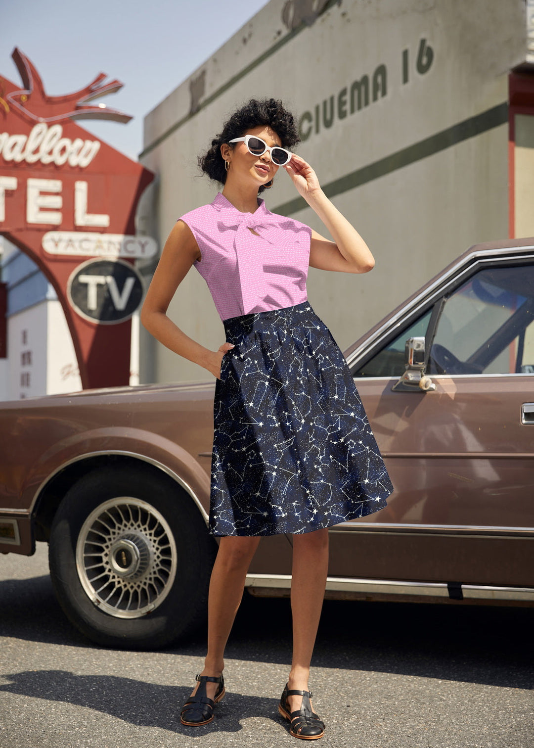 Glow in the Dark Constellations A-Line Skirt from KADOU Boutique
