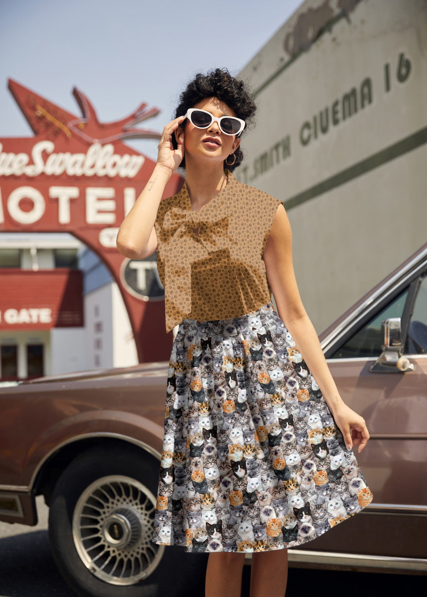 Realistic Cats A-Line Skirt from KADOU Boutique