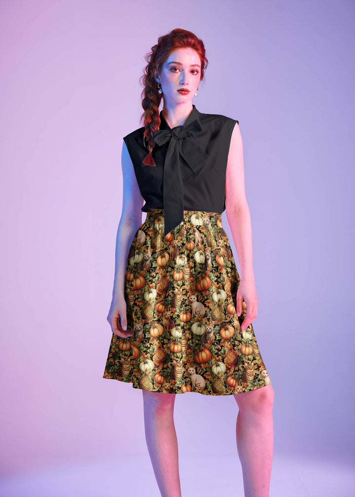 Cats &amp; Pumpkins A-line Skirt