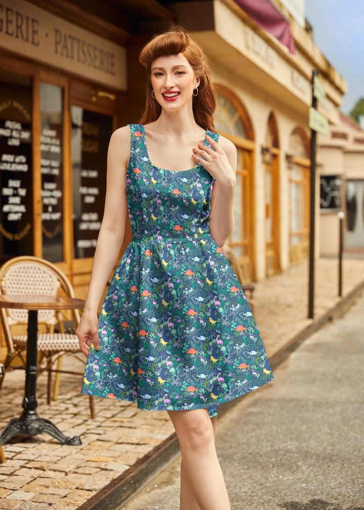 Dino Shorter Length Fit &amp; Flare Dress