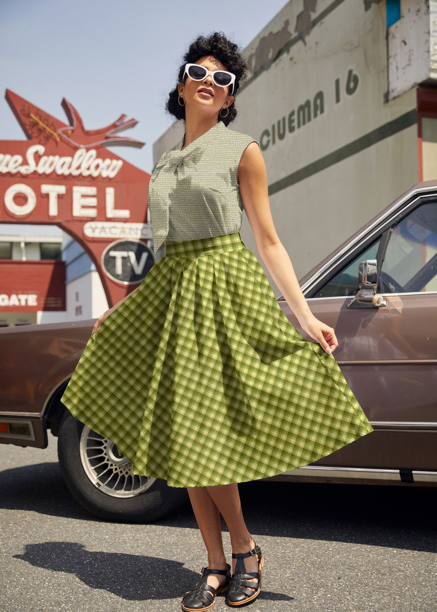 Green Plaid Doris Skirt from KADOU Boutique