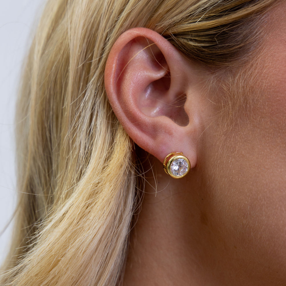 Alaina Bezel Studs from KADOU Boutique