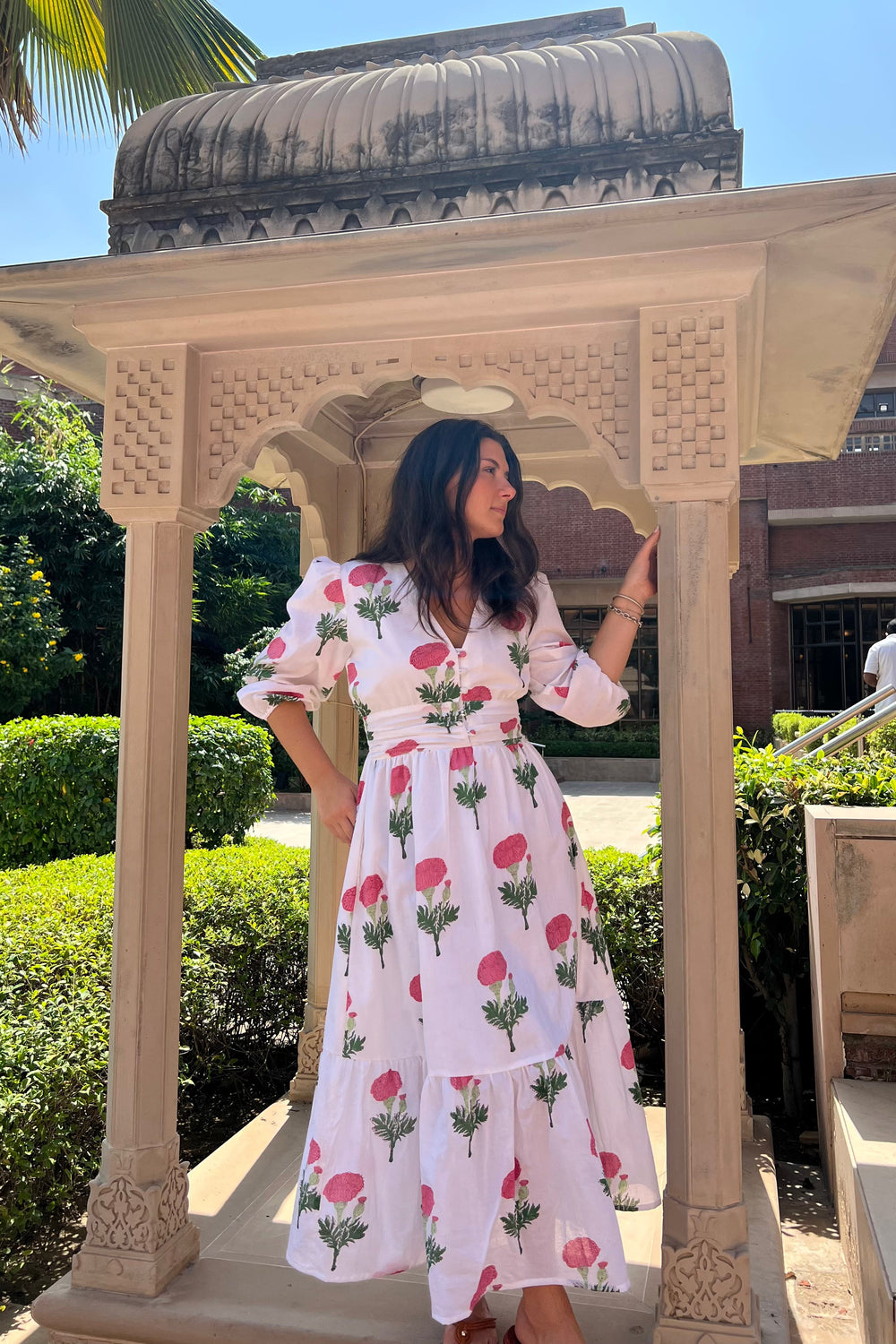 Eloise Midi Dress - Pink Floral from KADOU Boutique