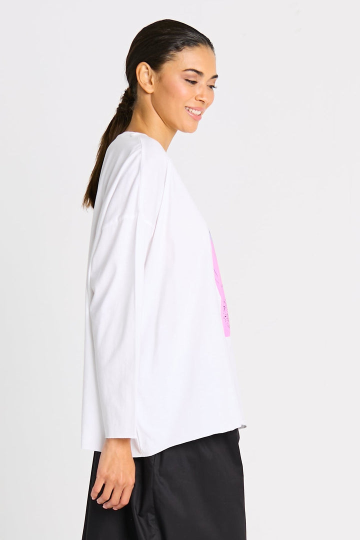 Pima Cotton "saturn" Luxury Boxy Tee - White from KADOU Boutique