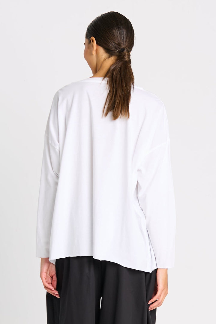 Pima Cotton "saturn" Luxury Boxy Tee - White from KADOU Boutique