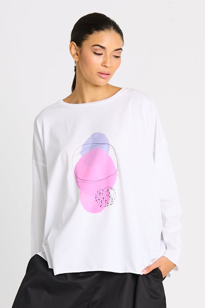 Pima Cotton "saturn" Luxury Boxy Tee - White from KADOU Boutique