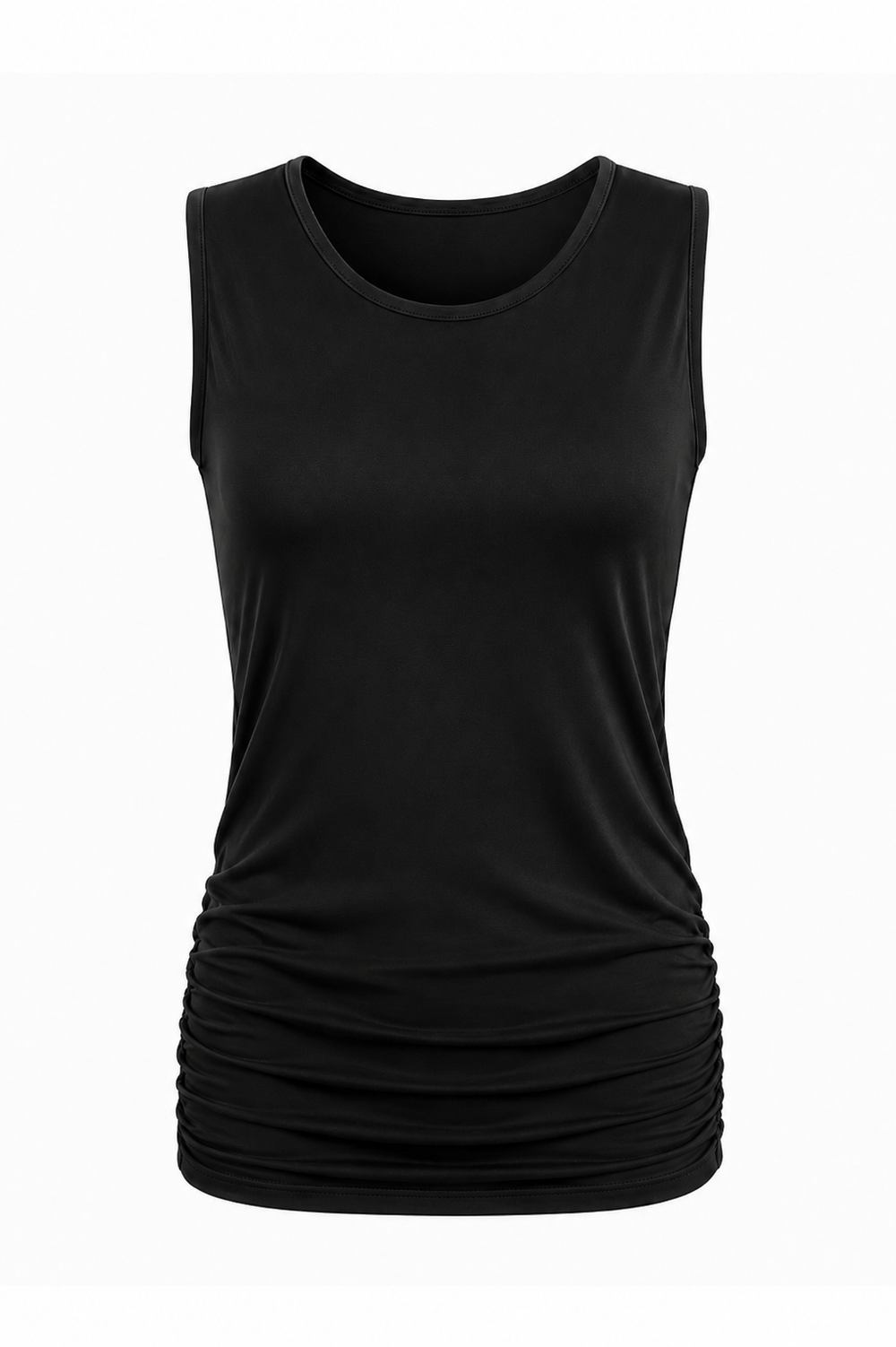 Cotton Lycra Ruche Tank - Black from KADOU Boutique