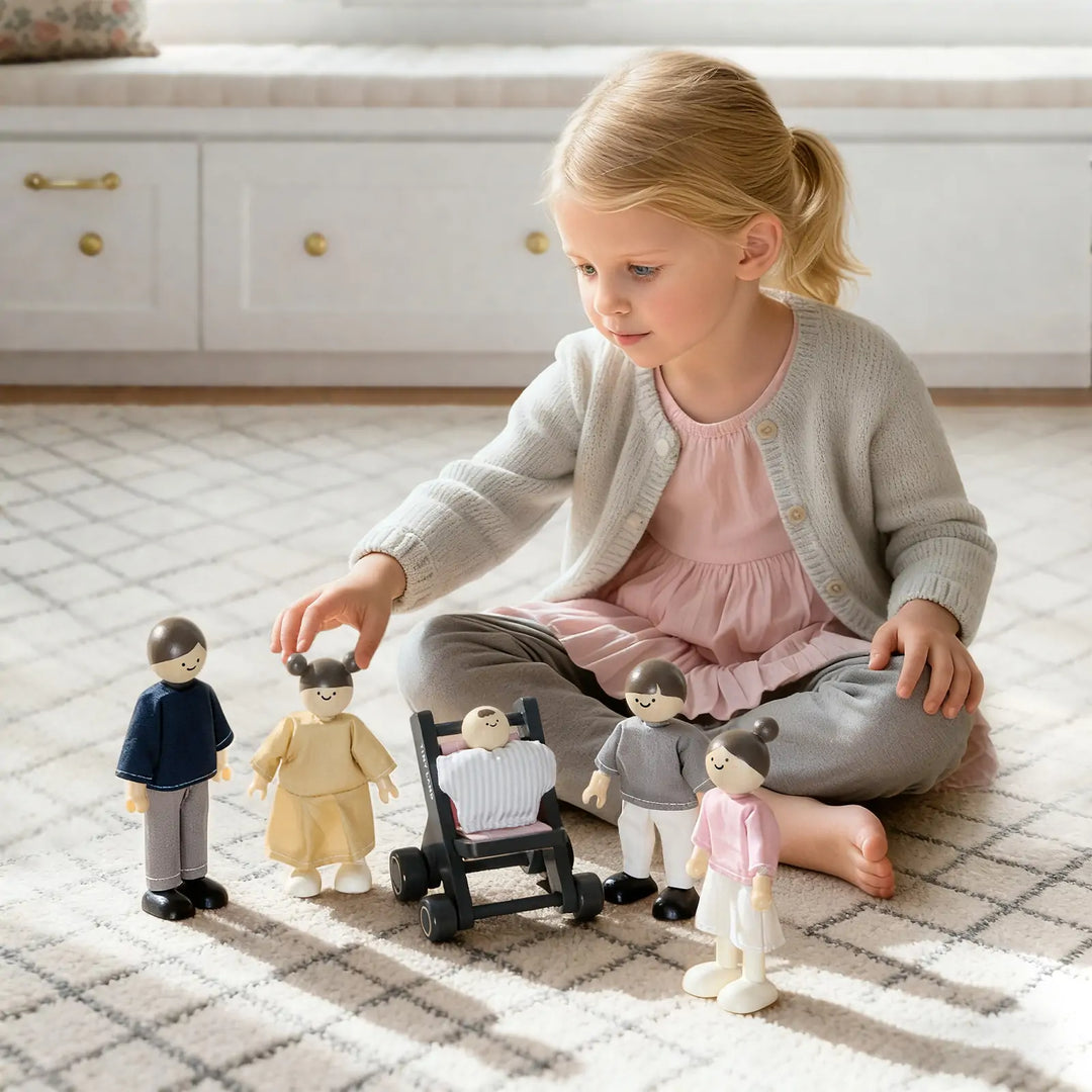 Sweet Family Gift Set: Black Dollhouse &amp; Dollhouse Garage &amp; Extra Dolls Set