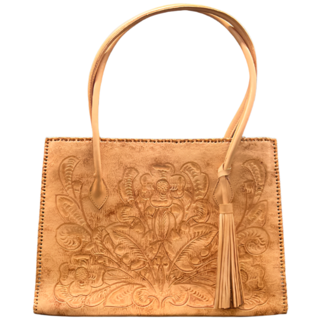 The Amy | Hand-Tooled Leather Tote Bag