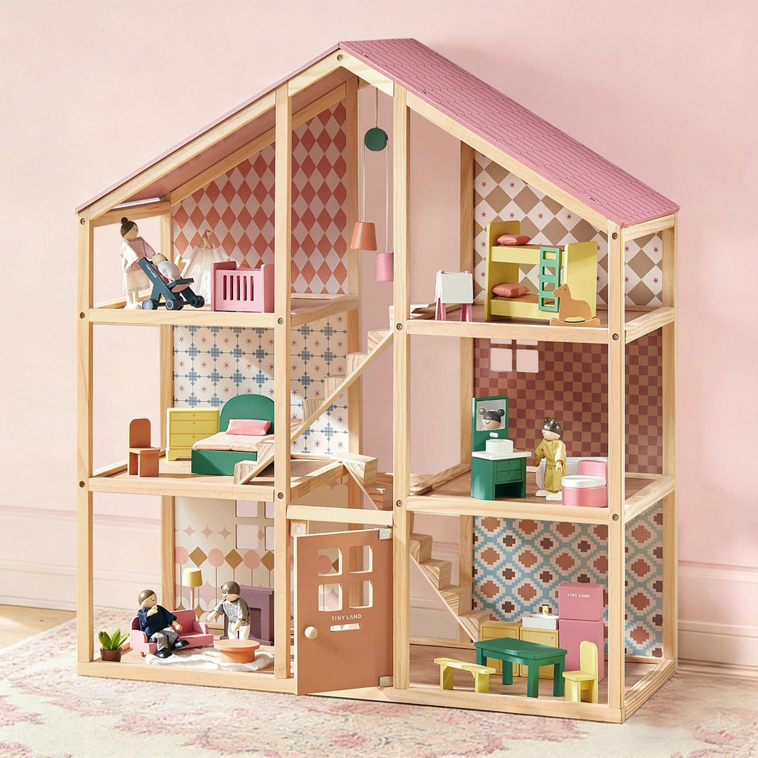 Tiny Land® Sweetwood Pegasus Dollhouse &amp; Wooden Dollhouse Dolls