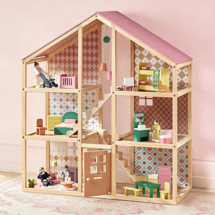 Tiny Land® Sweetwood Pegasus Dollhouse &amp; Wooden Dollhouse Dolls