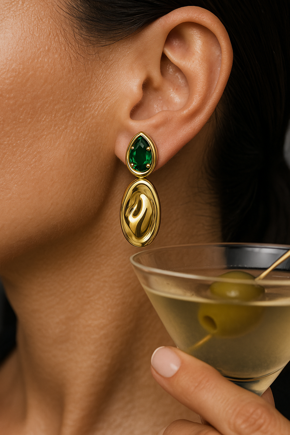 Virginia Emerald Drop Earring from KADOU Boutique