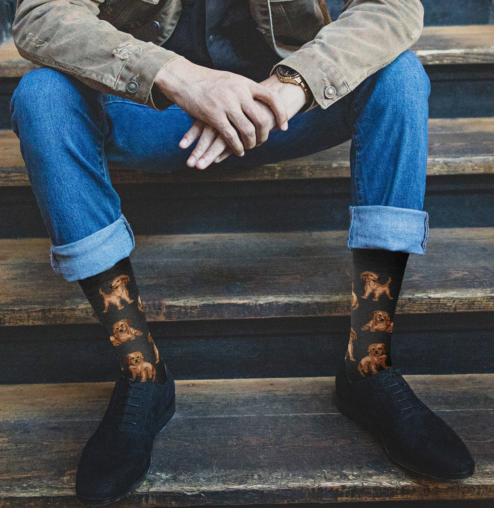 Mens - Happy Puppies Bamboo Crew Socks from KADOU Boutique