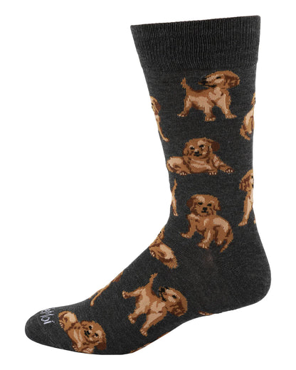 Happy Puppies Mens Bamboo Crew Socks