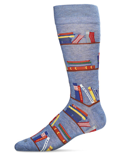 Bookshelf Bamboo Men’s Crew Sock- Denim Heather