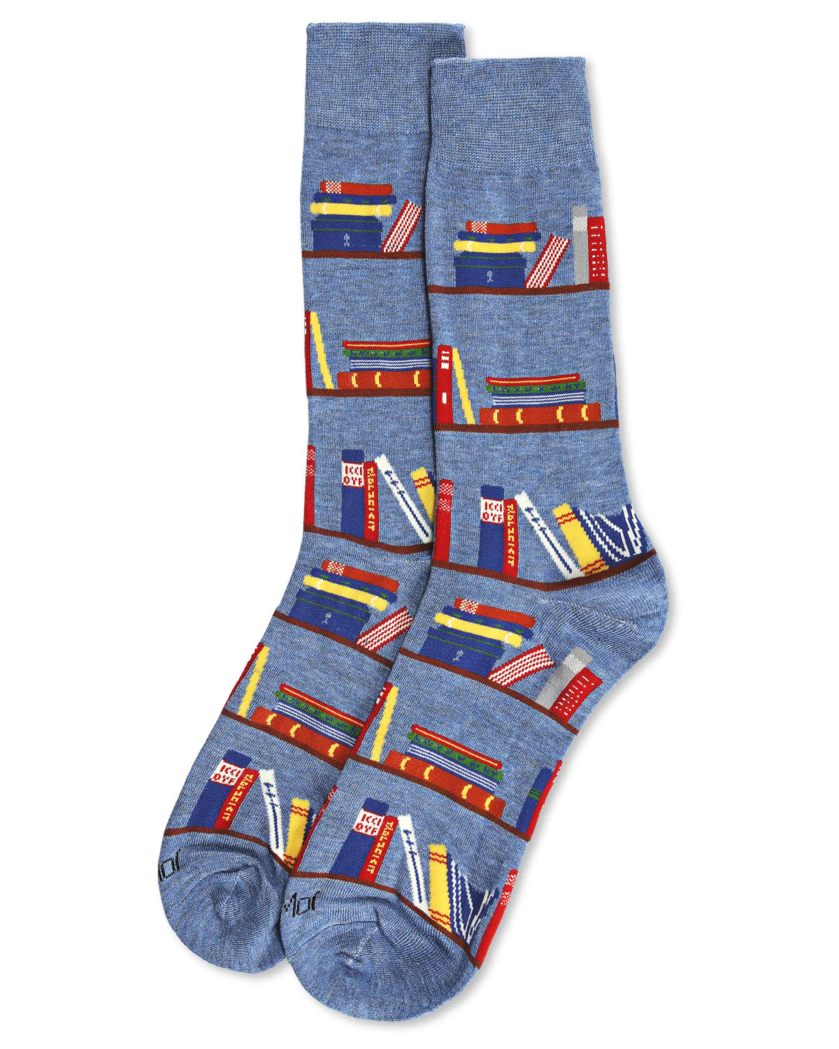 Bookshelf Bamboo Men’s Crew Sock- Denim Heather