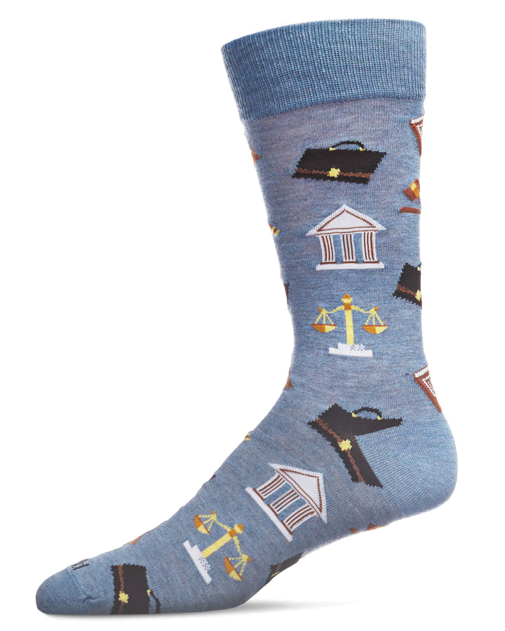 Law N Order Bamboo Men’s Crew Socks- Denim Heather