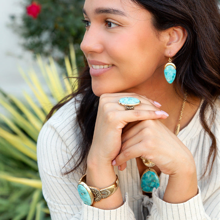 Agave Turquoise and Bronze Statement Cuff Bracelet
