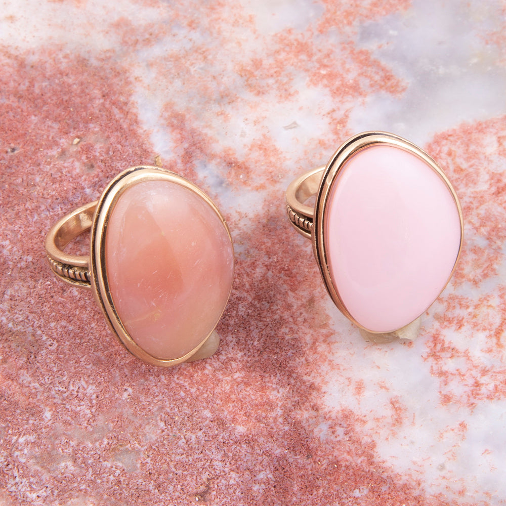 Pink Opal Golden Statement Ring from KADOU Boutique