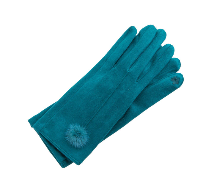 Ultrasuede With Fur Ball Touchscreen Gloves