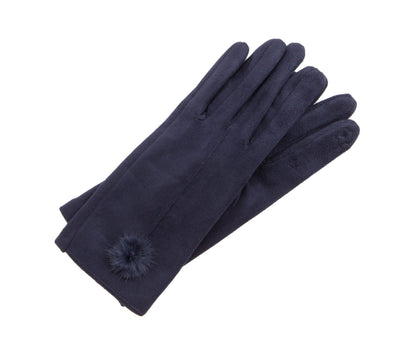 Ultrasuede With Fur Ball Touchscreen Gloves