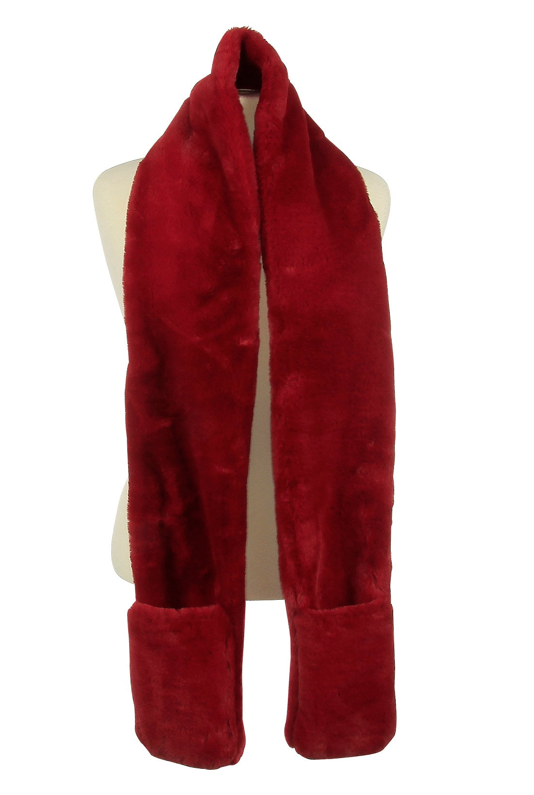 Plush Scarf with Pockets - Solid Color