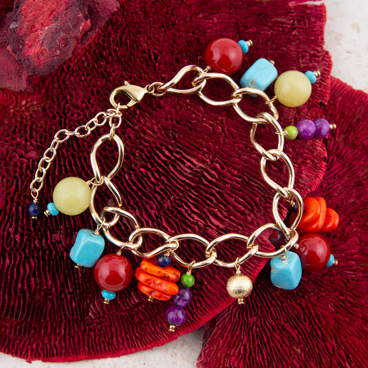 Zion Colorful Stone Charm Golden Bracelet from KADOU Boutique