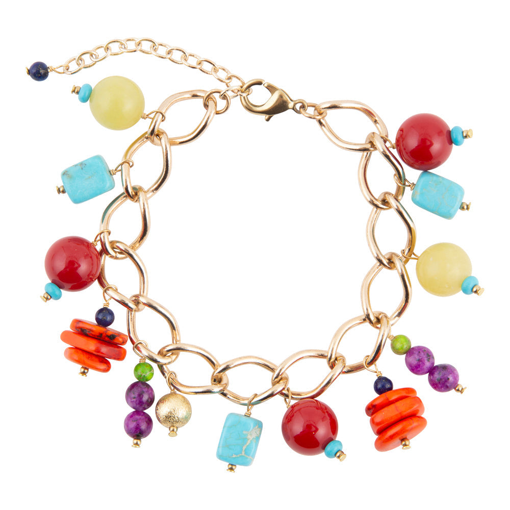 Zion Colorful Stone Charm Golden Bracelet from KADOU Boutique