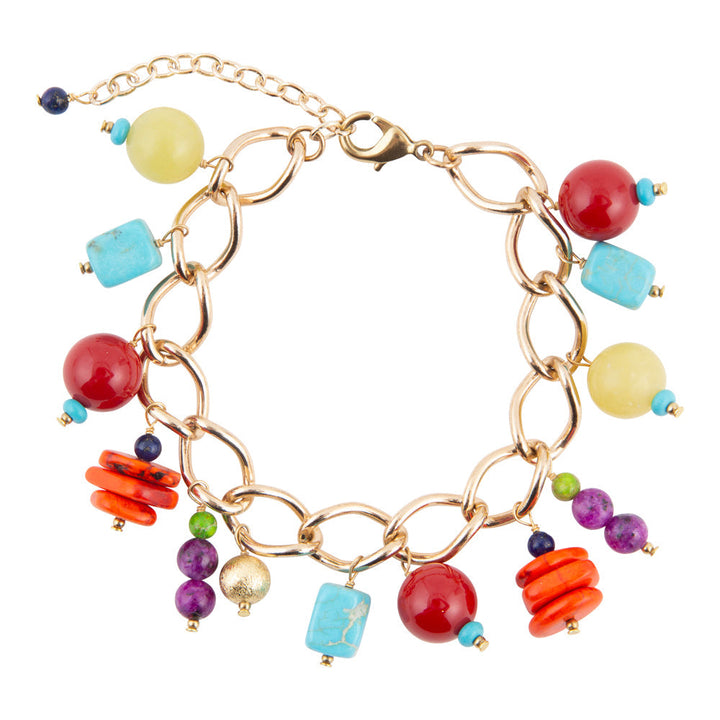 Zion Colorful Stone Charm Golden Bracelet from KADOU Boutique