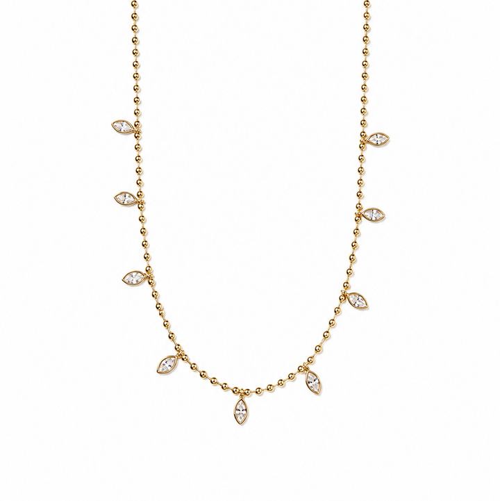 Beaded CZ Marquise Necklace