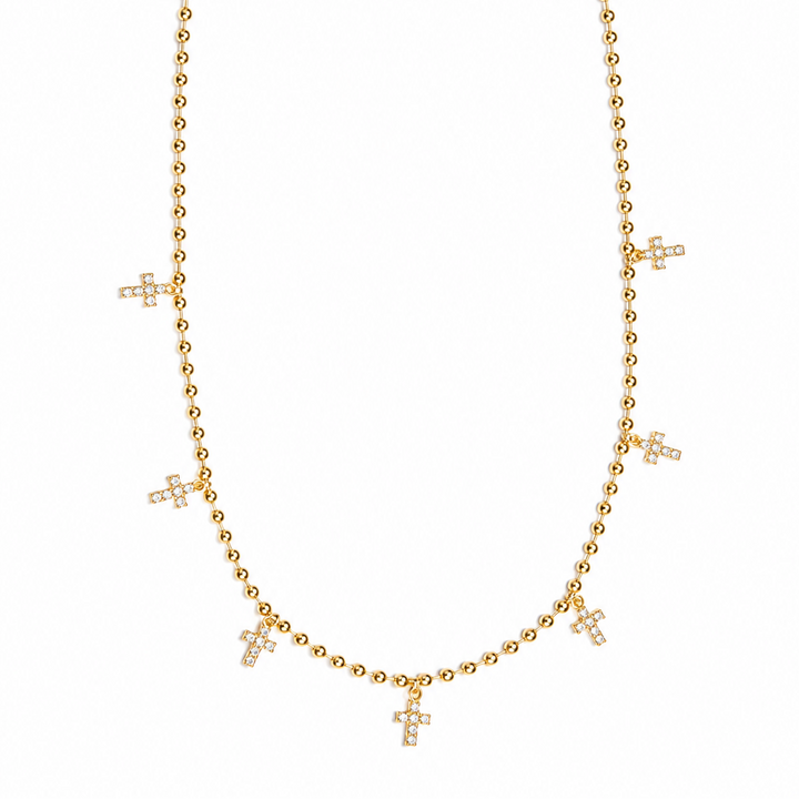 Beaded Pave Cross Necklace from KADOU Boutique