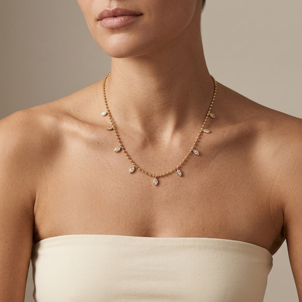 Beaded Cz Marquise Necklace from KADOU Boutique