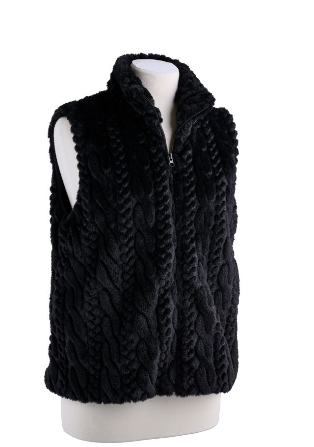 Braided Pattern Vegan Rabbit Fur Vest