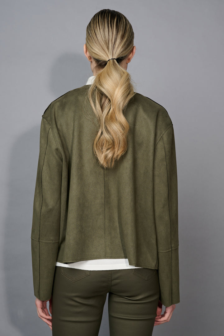 Picadilly Button Front Faux Suede Jacket