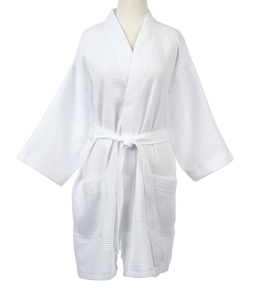 Short Waffle Weave Kimono Robe