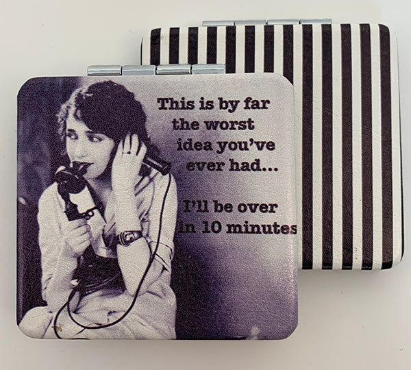 Pocket Folding Compact Mirror With Vintage Image